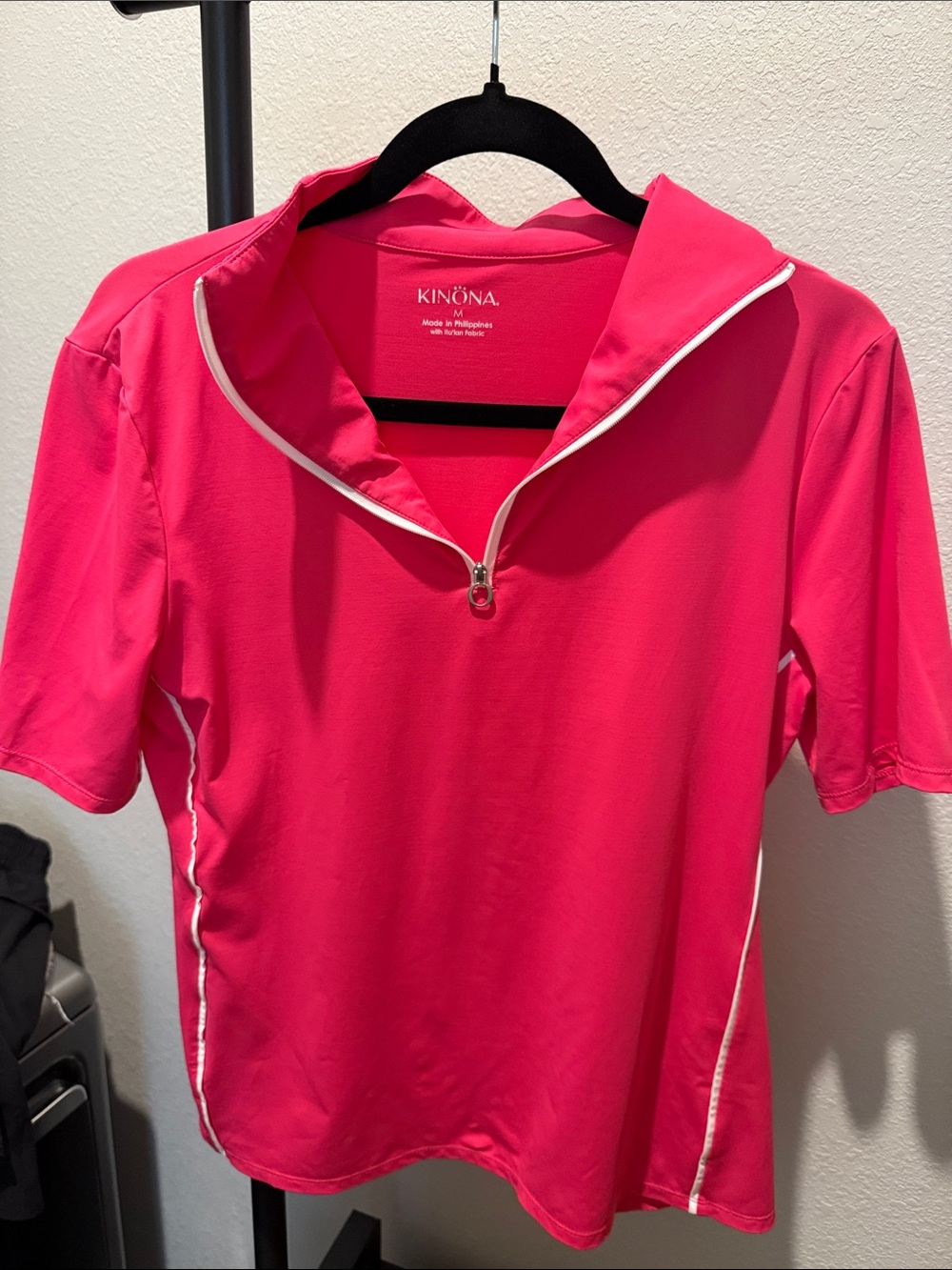 Kinona Pink Short Sleeve Zip Polo